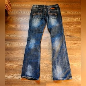 Cowgirl tuff jeans. Dark don't fence me in.